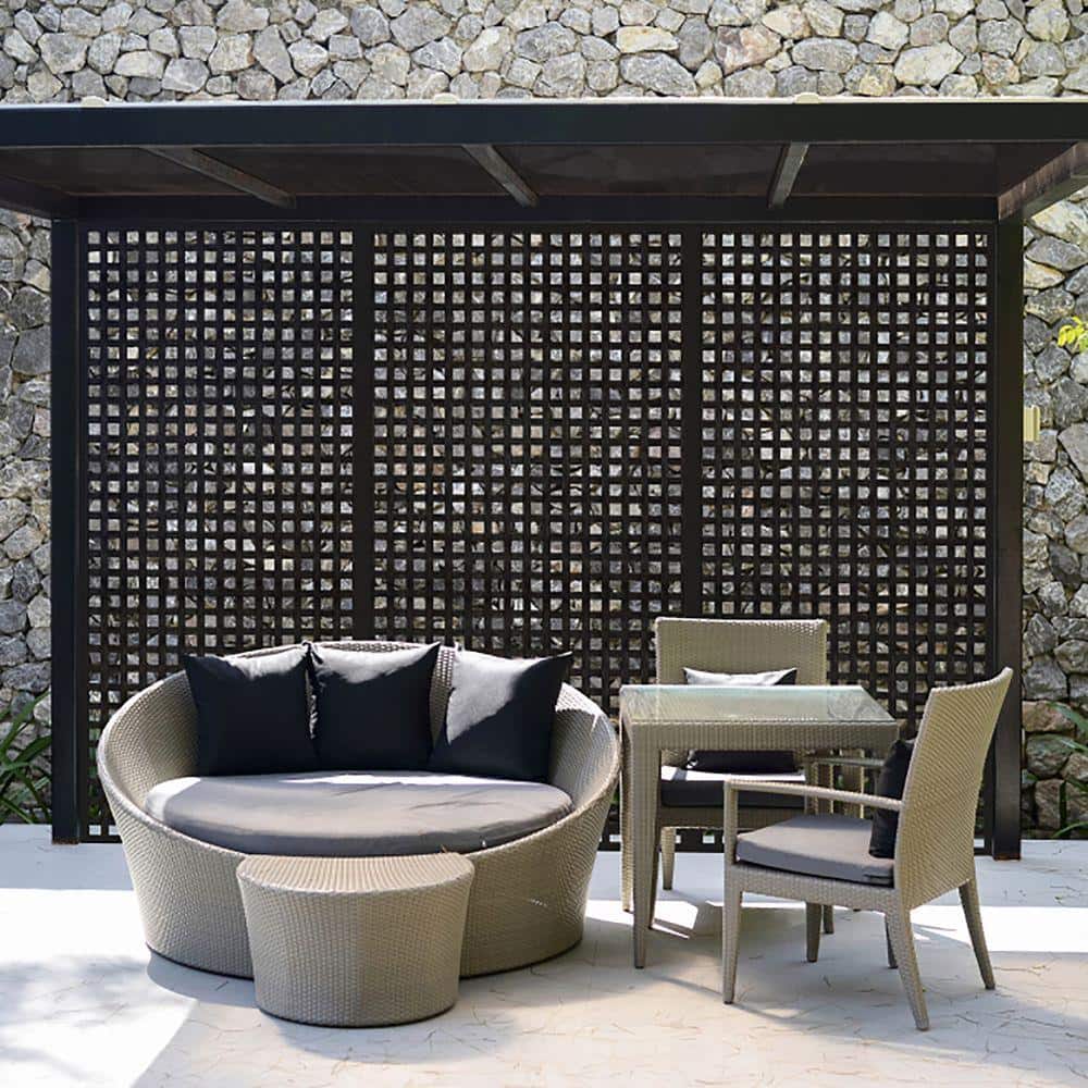Veranda 4 ft. x 8 ft. Black Square Privacy Framed Vinyl Lattice Panel (2)