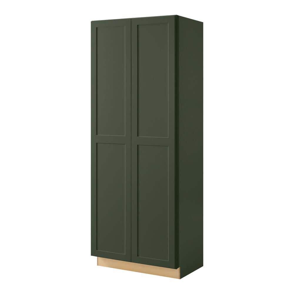 Hampton Bay Avondale 36 in. W x 96 in. H x 24 in. D Ready To Assemble Plywood Shaker Wide Pantry Cabinet in Fern Green