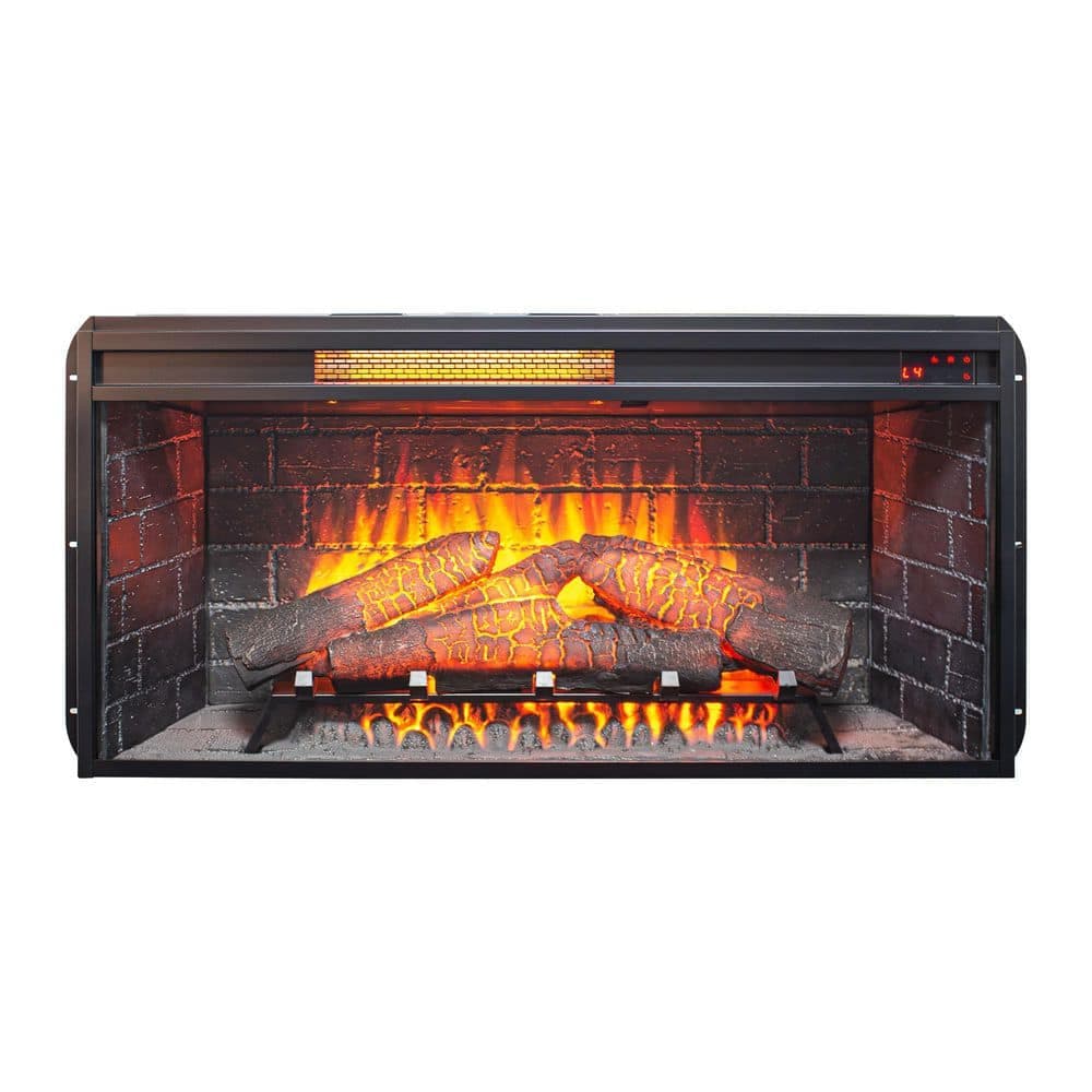Mondawe 36 in. Vent Free Electric Fireplace Insert, Ultra Thin with Log Set, Adjustable Flame and Remote (1)