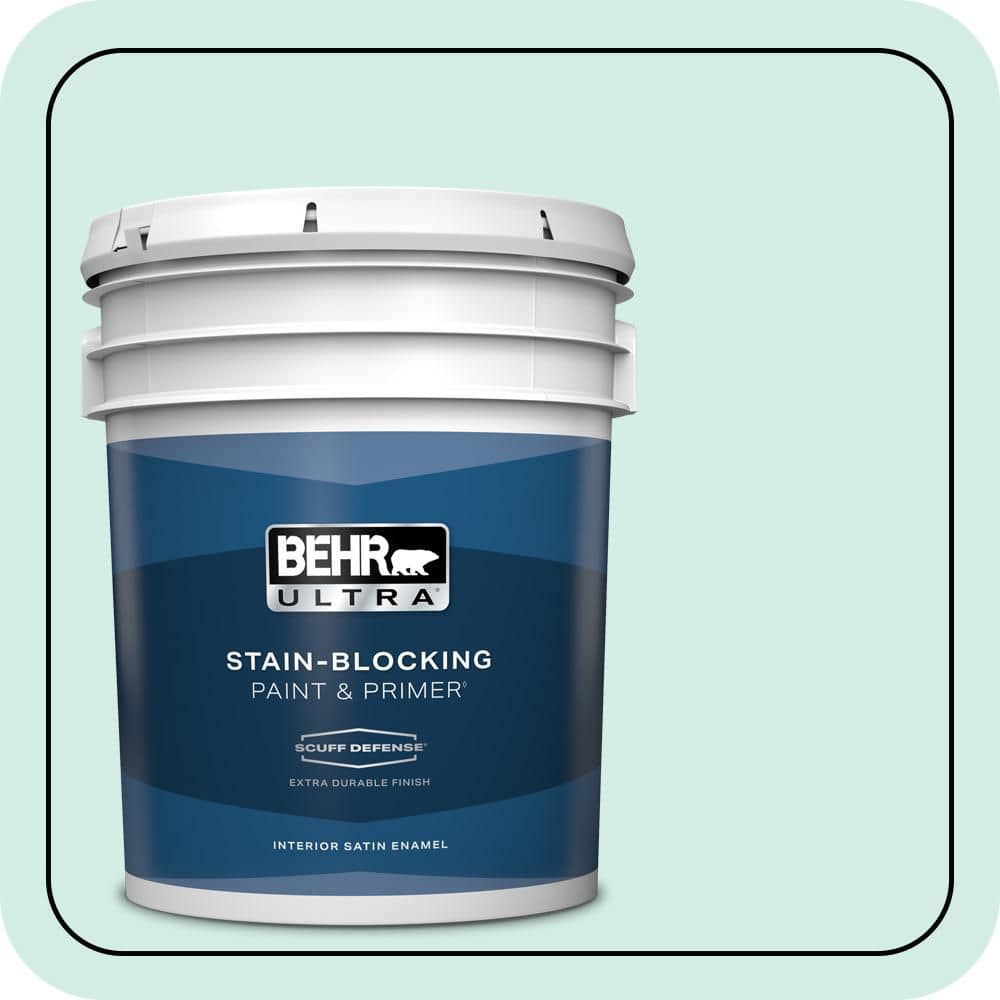 BEHR ULTRA 5 gal. #490C-2 Adriatic Mist Extra Durable Satin Enamel Interior Paint & Primer