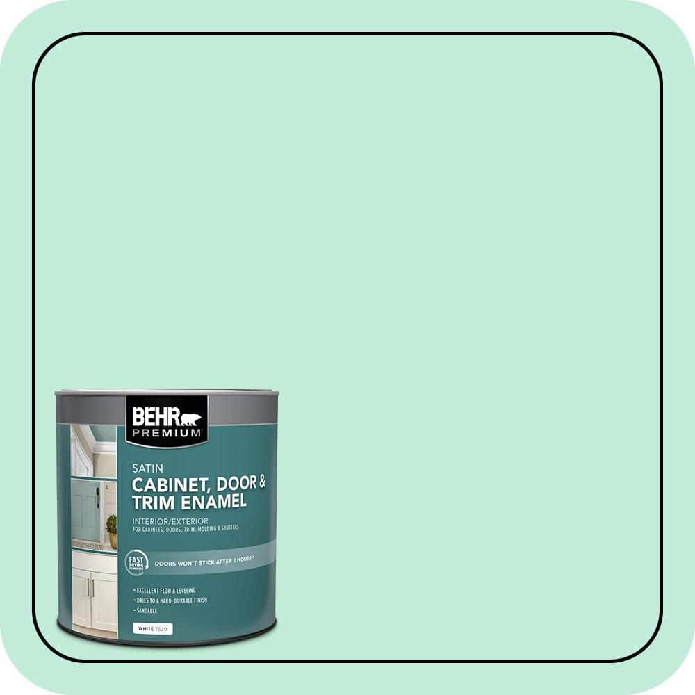 BEHR PREMIUM 1 qt. #470A-2 Seafoam Pearl Satin Enamel Interior/Exterior Cabinet, Door & Trim Paint (1)