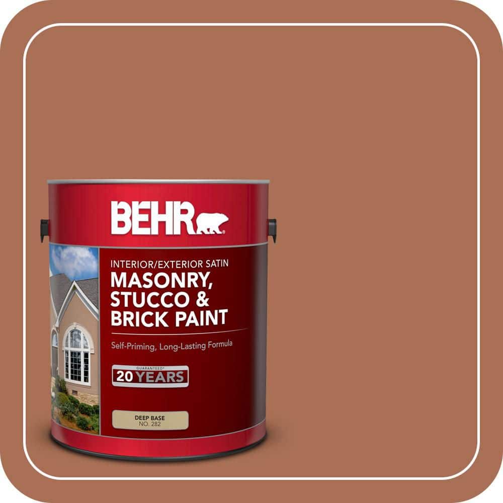 BEHR 1 gal. #MQ1-28 Orange Flambe Satin Interior/Exterior Masonry, Stucco and Brick Paint