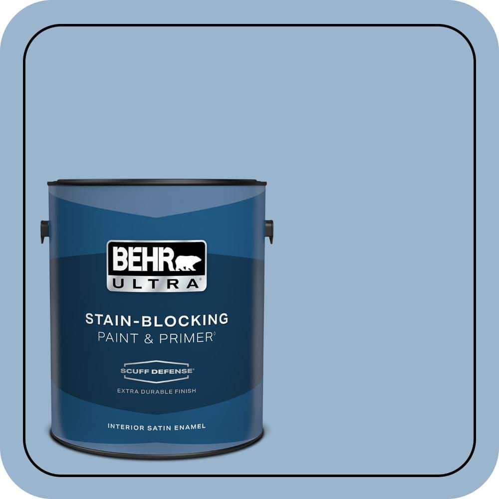 BEHR ULTRA 1 gal. #PPU14-10 Blue Suede Extra Durable Satin Enamel Interior Paint & Primer