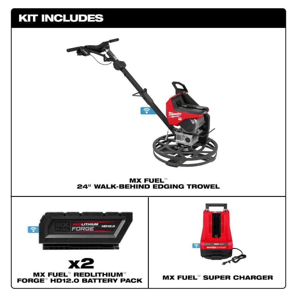 Milwaukee MX FUEL Lithium-Ion Cordless 24 in. Walk-Behind Edging Trowel Kit w 2 FORGEHD12.0Batteries,SuperCharger&RotaryHammerKit (2)