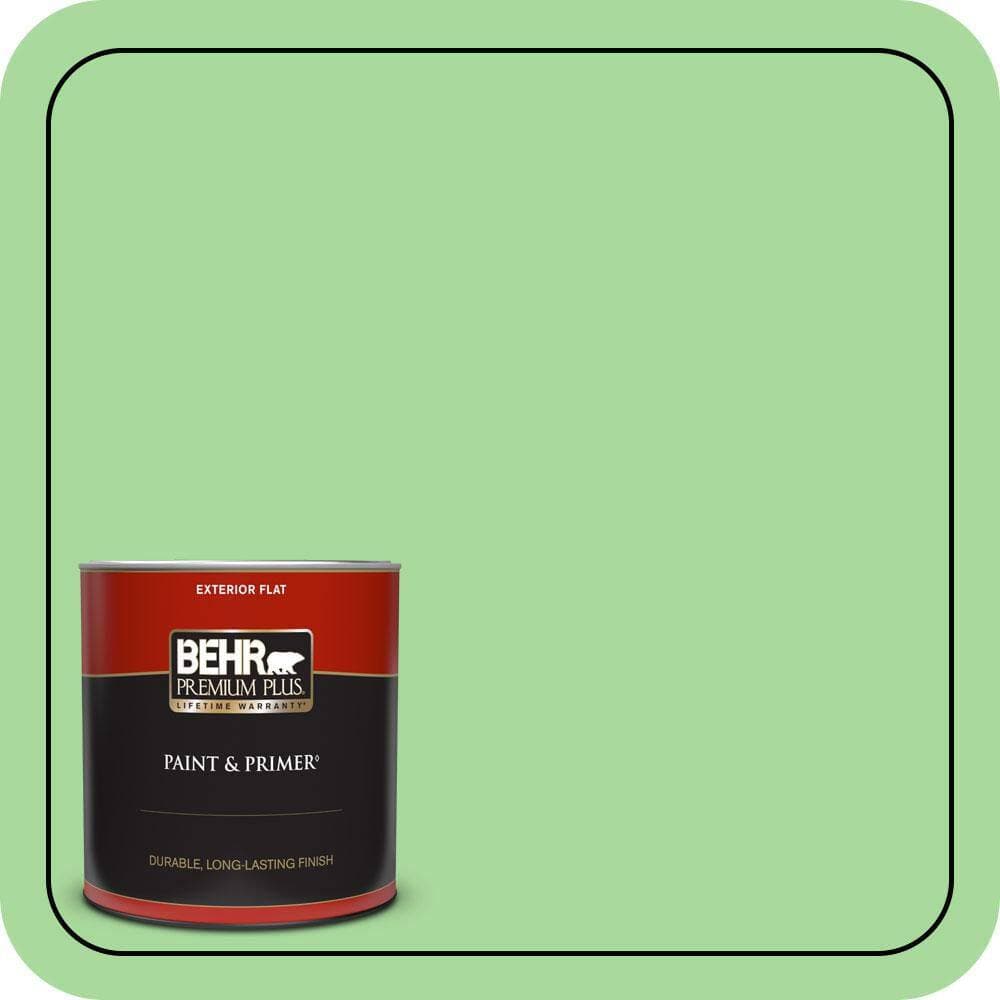 BEHR PREMIUM PLUS 1 qt. #440B-4 Cool Aloe Flat Exterior Paint & Primer