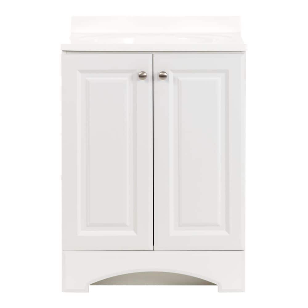 Glacier Bay 25 in. Single Sink White Freestanding Bath Vanity with White Cultured Marble Top (Assembled) (3)