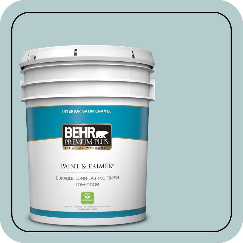 BEHR PREMIUM PLUS 5 gal. #PPU13-15 Clear Pond Satin Enamel Low Odor Interior Paint & Primer