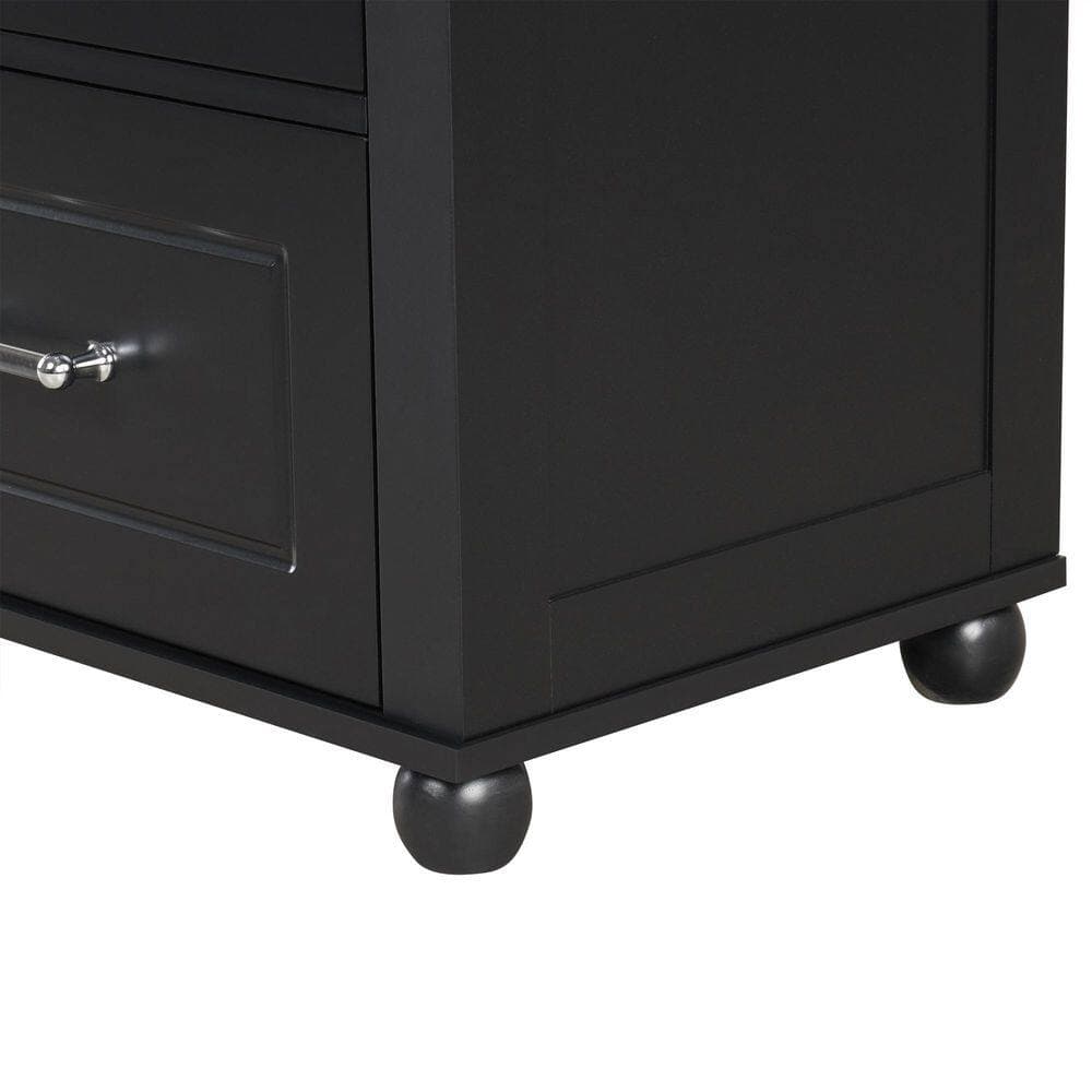 Timussi 23 in. W x 16 in. D x 61 in. H Black MDF Linen Cabinet with 2-Drawers and Adjustable Shelves in Black (2)