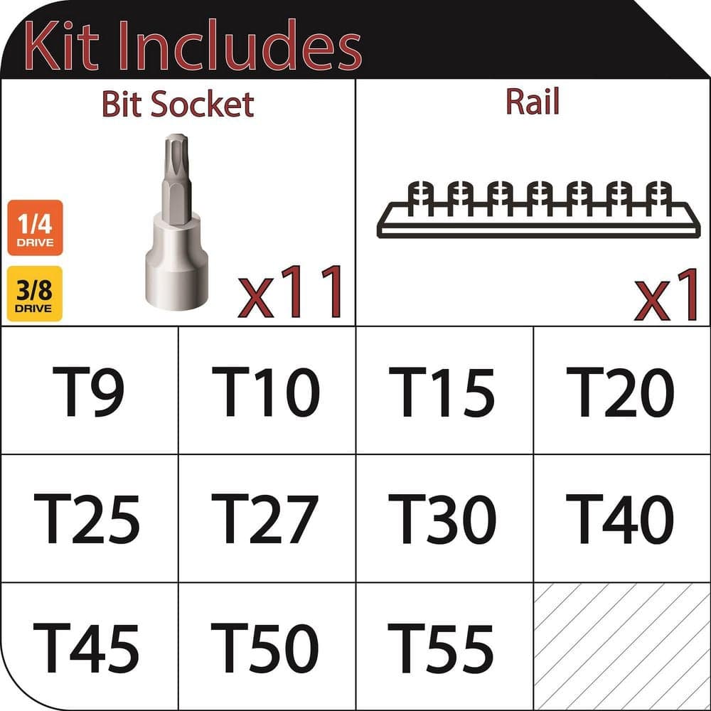Husky 1/4 and 3/8 in. Drive Torx Bit Socket Set (11-Piece) (3)