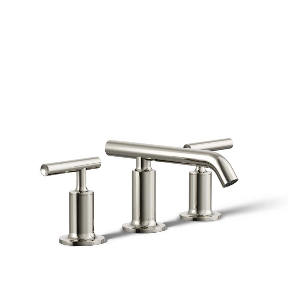 KOHLER Purist 8 in. Widespread 2-Handle Low-Arc Bathroom Faucet in Vibrant Polished Nickel with Low Lever Handles (1)