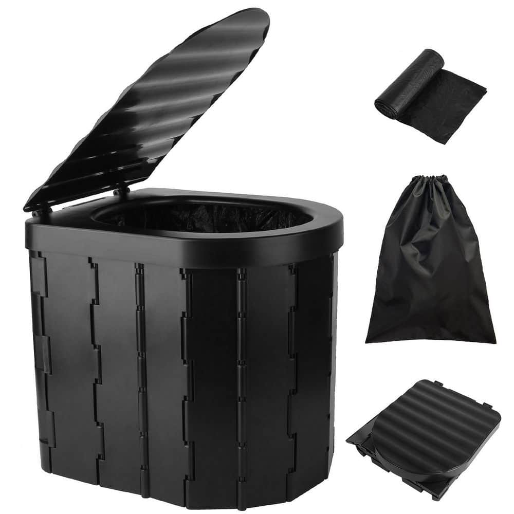 Tahanbath Non-Electric Foldable Portable Emergency Waterless Toilet with Lid, Carry Bag and Garbage Bags