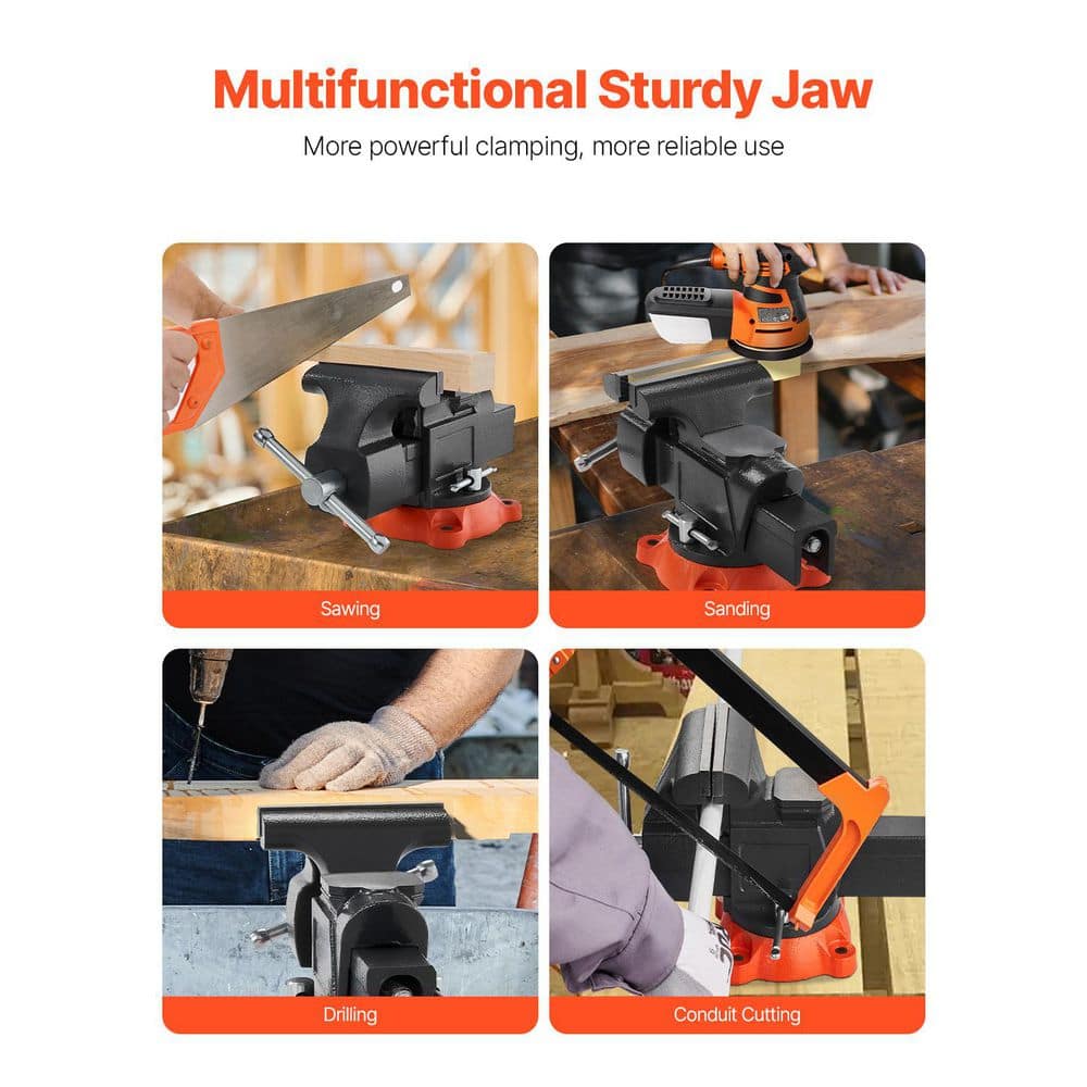 SKYSHALO Bench Vise, 5 in. Jaw W, 5 in. Max Jaw Opening Multipurpose Vise, 360° Swivel Locking Base, 2. 8 in. Throat D Heavy Duty (2)