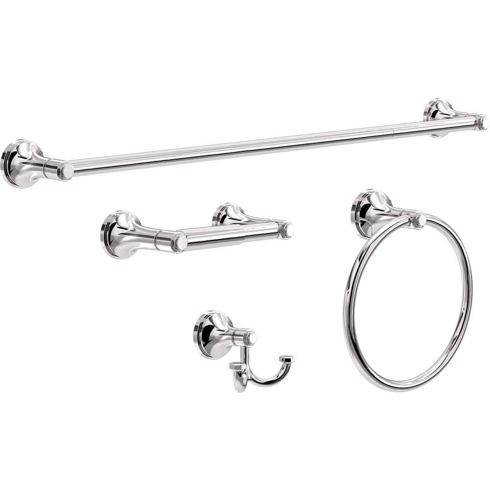 Franklin Brass Woodruff 4-Pieces Bath Hardware Set to 24 in. Towel Bar, Toilet Paper Holder, Towel Ring, Hook