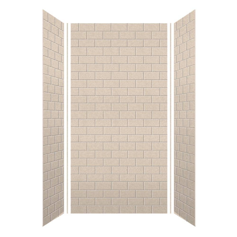 Transolid SaraMar 36 in. x 48 in. x 96 in. 3-Piece Easy Up Adhesive Alcove Shower Wall Surround in Cashew (2)