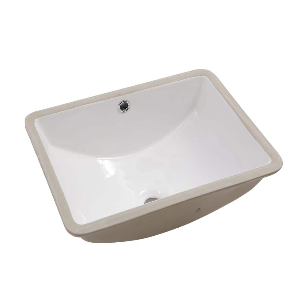 Fulorni 18 in. Rectangular Undermount Bathroom Sink with Overflow, White Porcelain Ceramic Under-Counter Vanity Lavatory Basin (1)