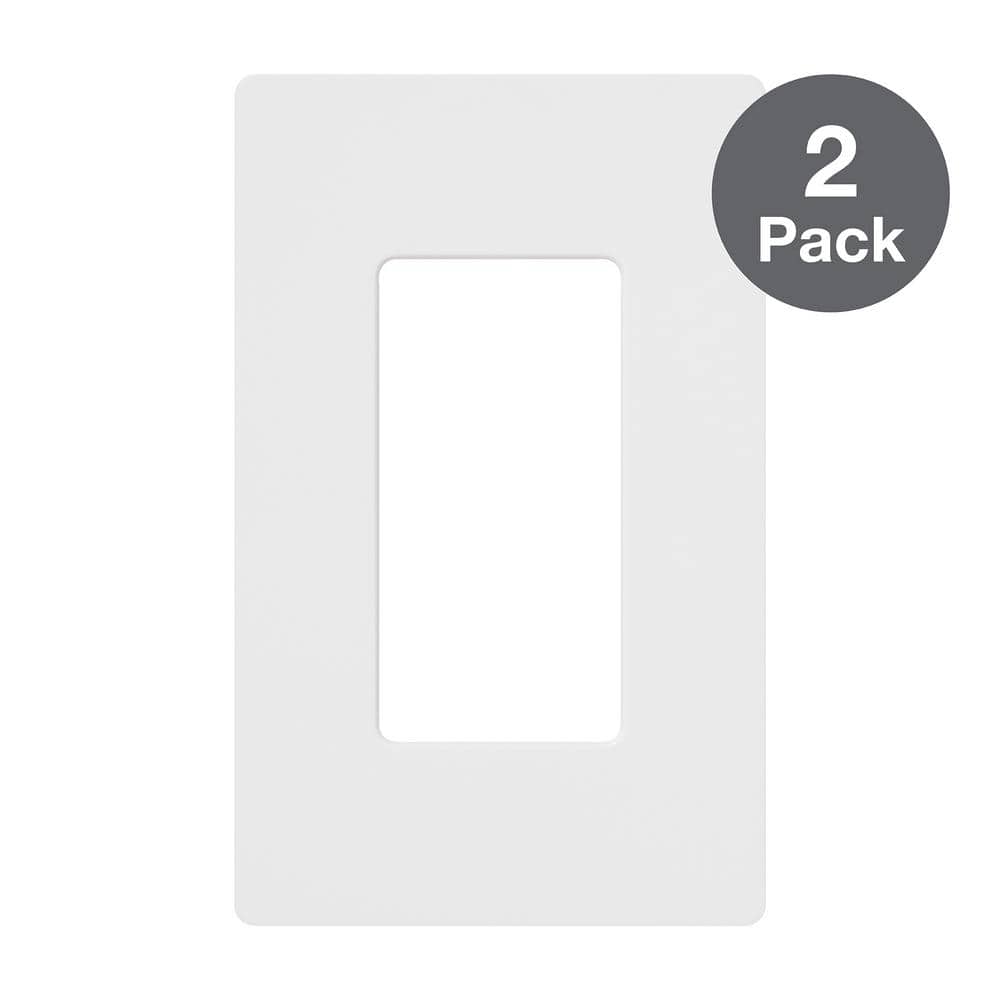Lutron Claro 1 Gang Wall Plate for Decorator/Rocker Switches, Gloss, White (CW-1-WH-2PK) (2-Pack)