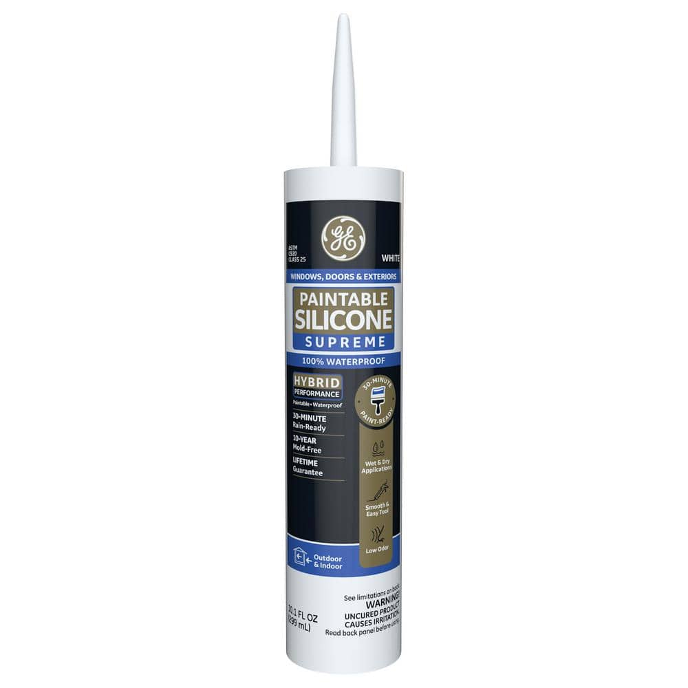 GE 9.5 oz. Paintable Supreme Silicone Caulk Window and Door Sealant White