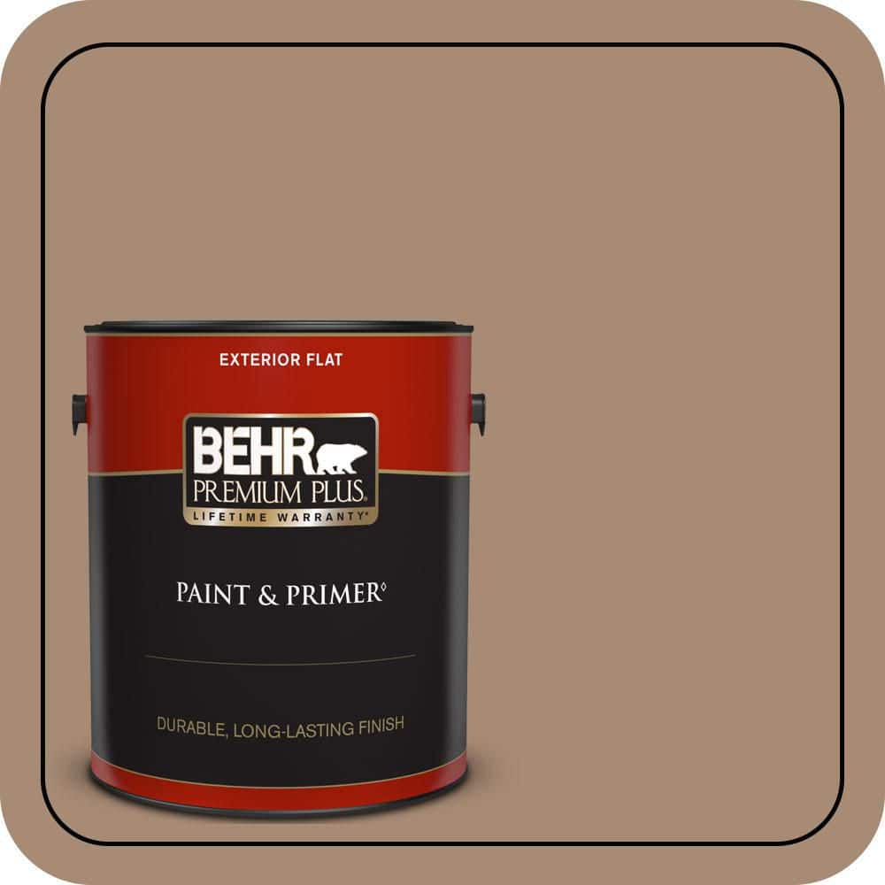 BEHR PREMIUM PLUS 1 gal. #N240-5 Rodeo Tan Flat Exterior Paint & Primer
