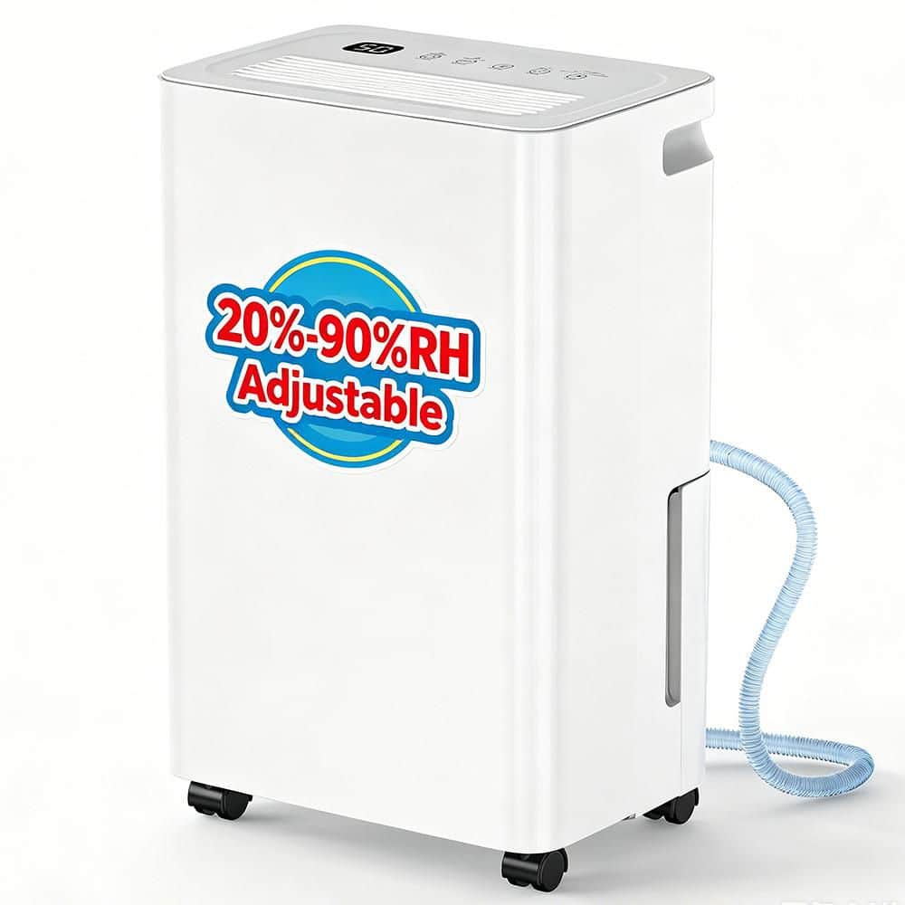 Edendirect 30 pt. 2,500 sq.ft. Dehumidifier for Basement in White with Drain Hose, Bucket, 20%-90%RH Adjustable Humidistat, Timer (1)