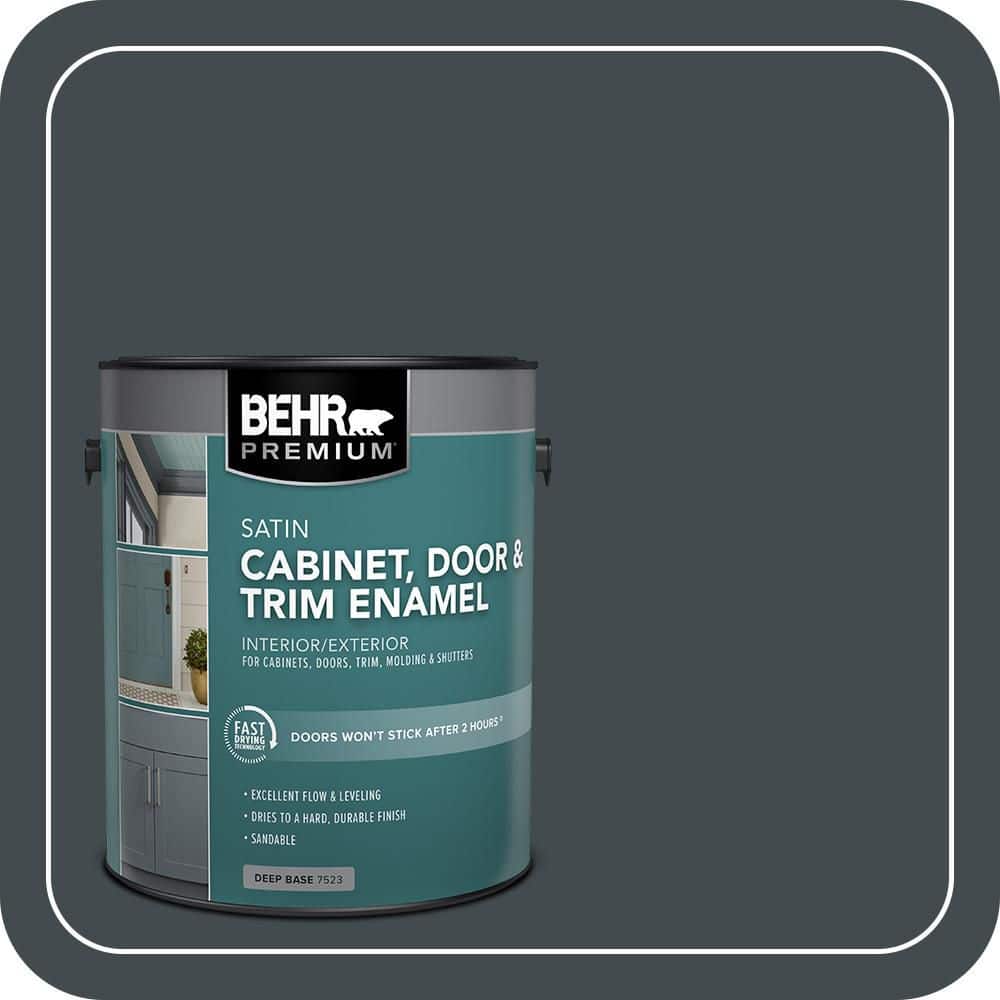 BEHR PREMIUM 1 gal. #730F-7 Black Sable Satin Enamel Interior/Exterior Cabinet, Door & Trim Paint