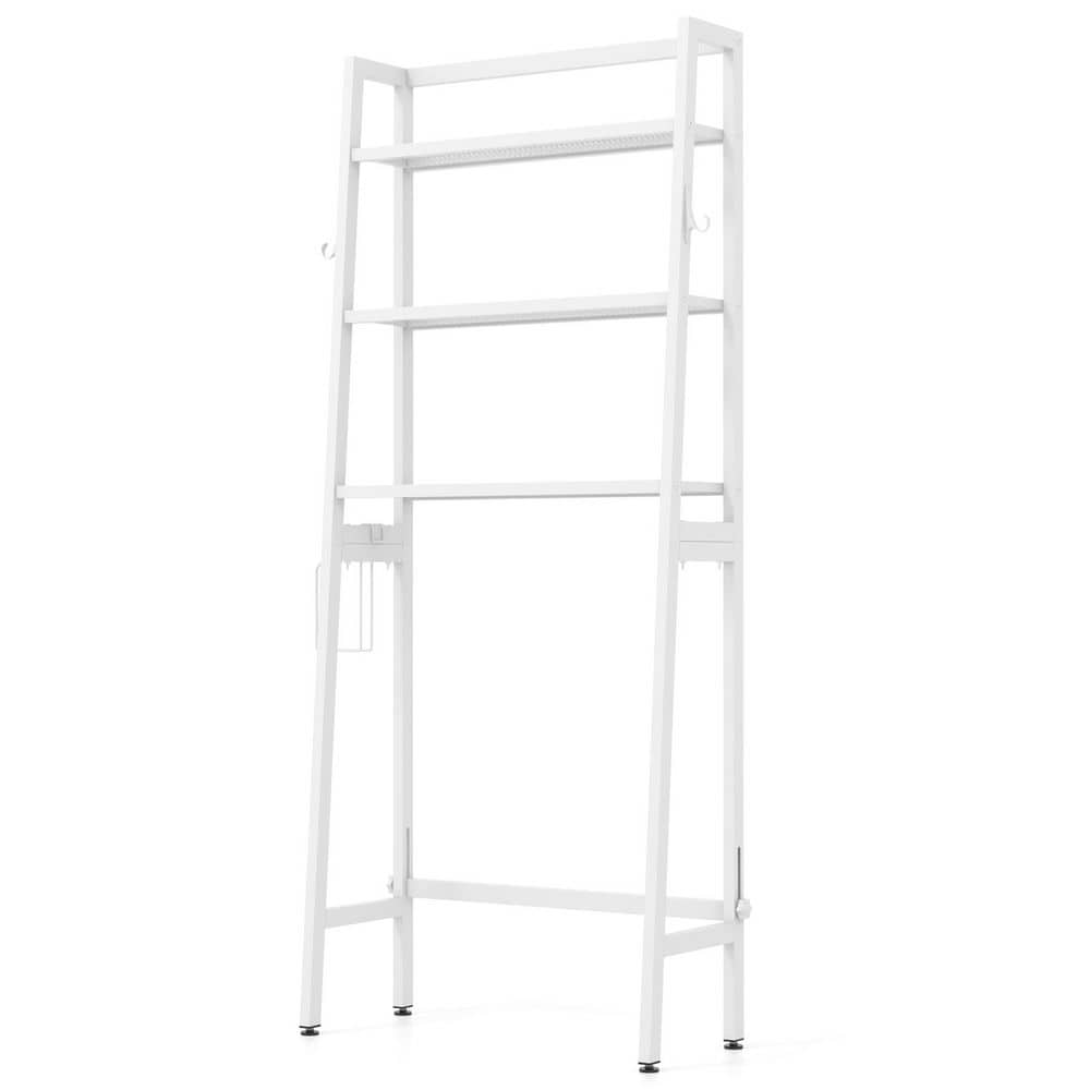 ANGELES HOME 25.5 in. W x 62.5 in. H x 11 in. D 3-Tier White Over The Toilet Storage Shelf with Adjustable Bottom (1)