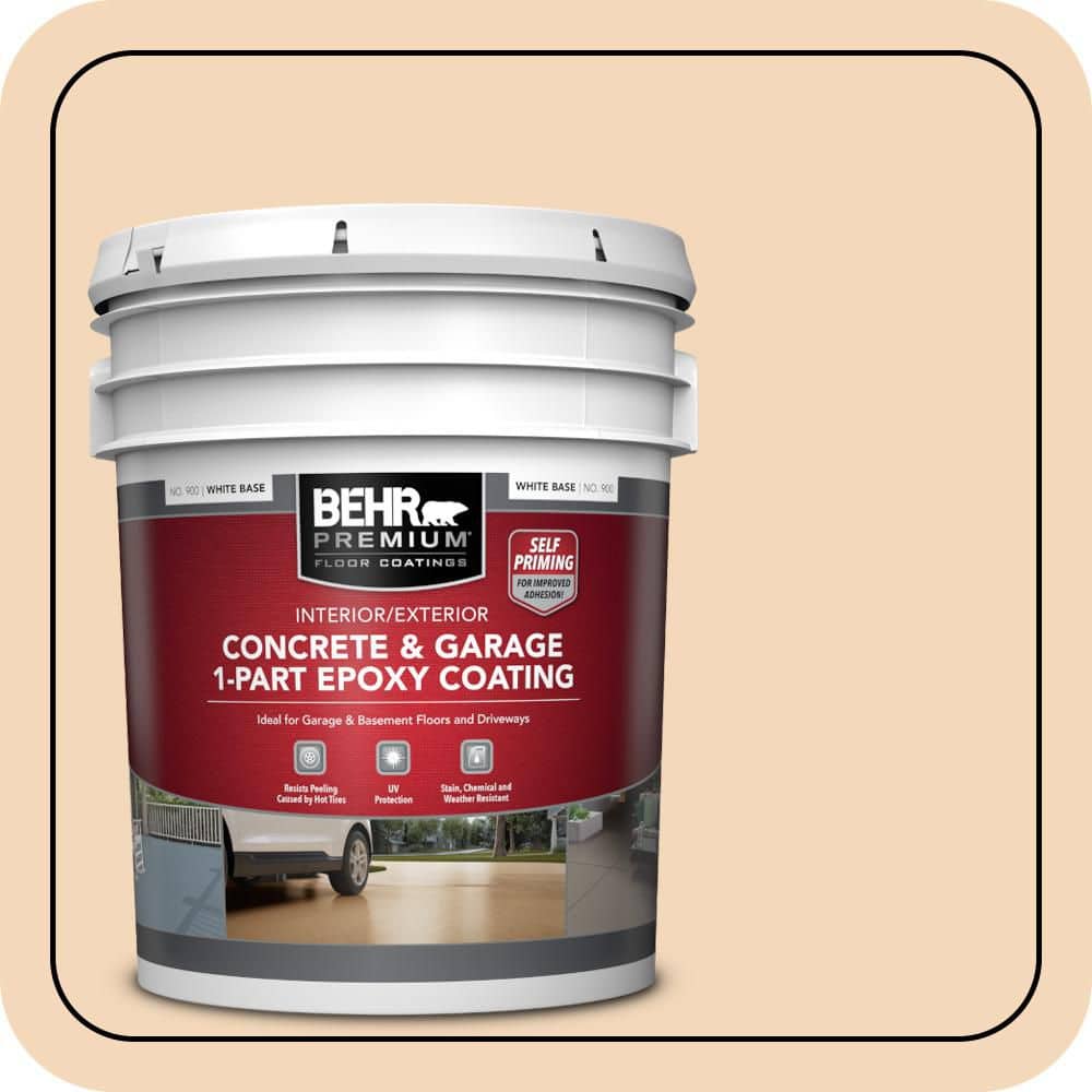 BEHR PREMIUM 5 gal. #M250-2 Golden Pastel Self-Priming 1-Part Epoxy Satin Interior/Exterior Concrete and Garage Floor Paint (1)