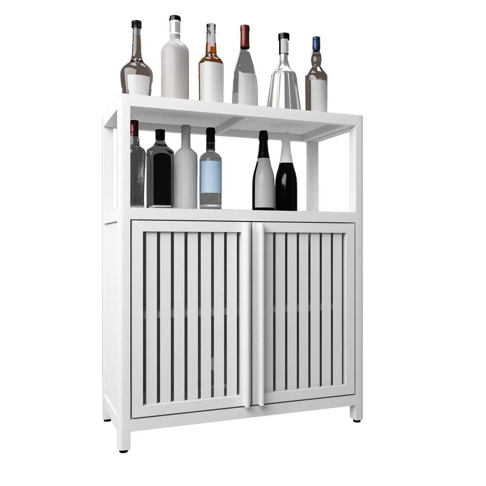 Otryad 24 in. W x 10 in. D x 32 in. H White Bamboo Linen Cabinet, Bathroom Storage Cabinet with 2-Doors and Open Shelf (3)