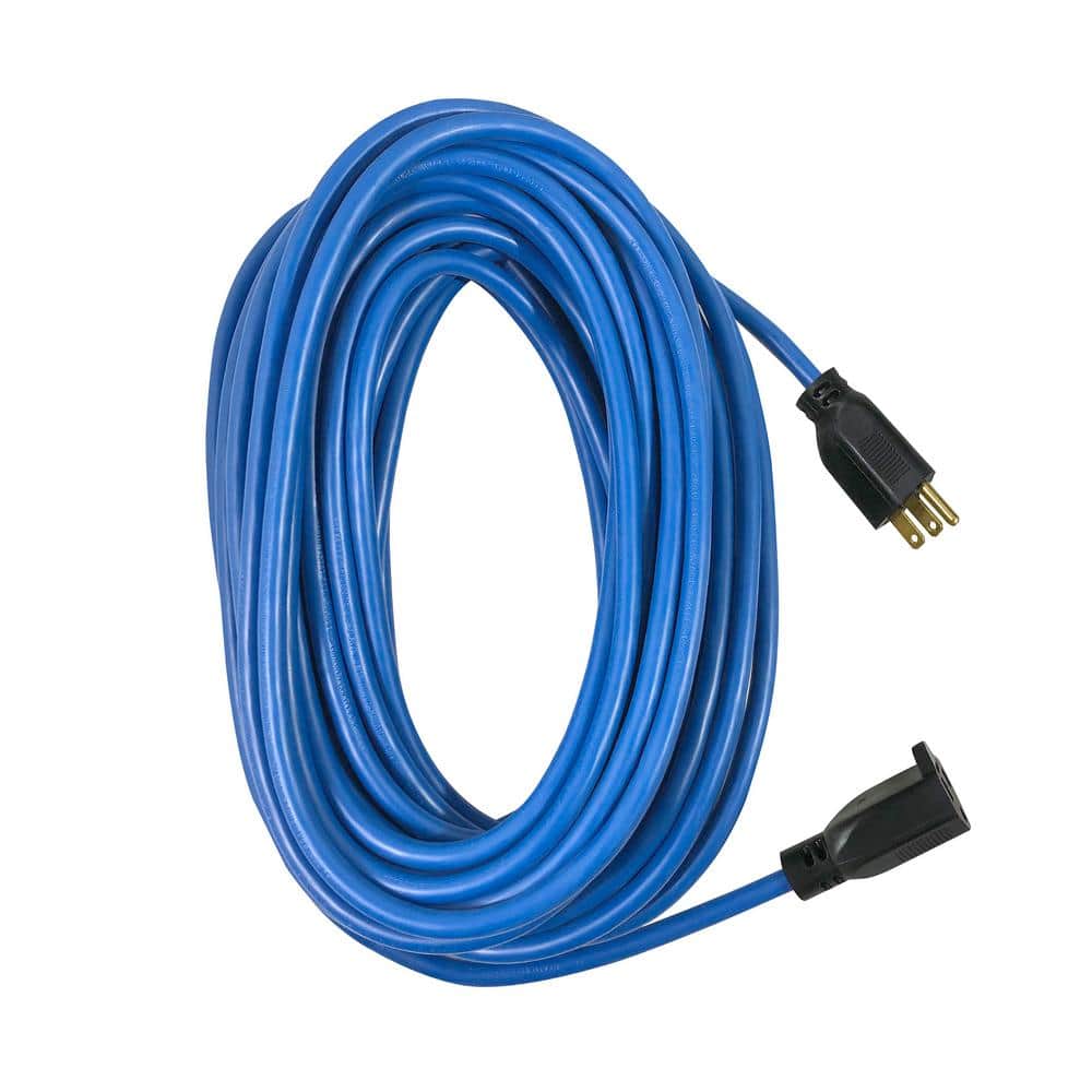 Husky 50 ft. 14/3 Medium Duty Cold Weather Indoor/Outdoor Extension Cord, Blue (3)
