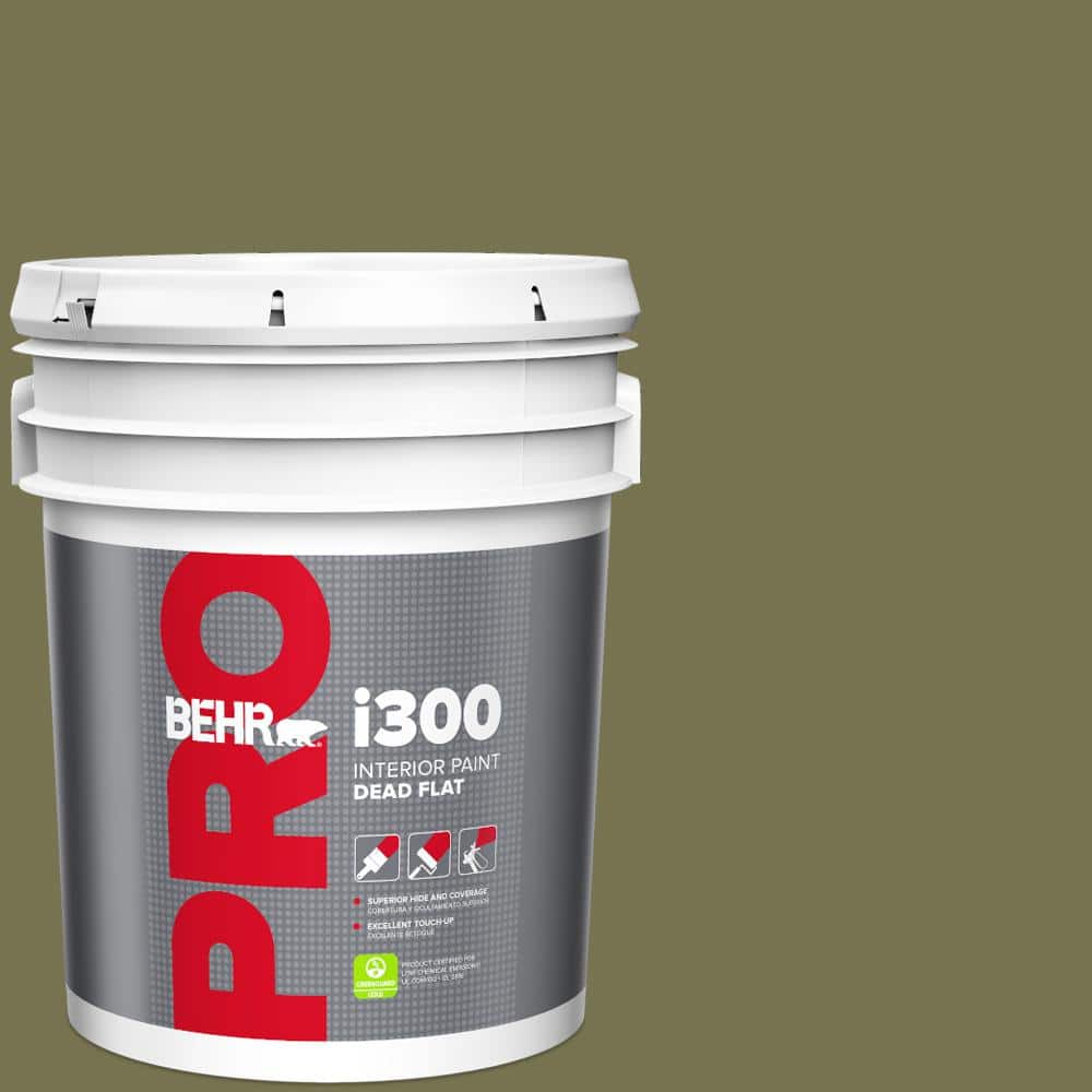 BEHR PRO 5 gal. #S350-6 Truly Olive Dead Flat Interior Paint