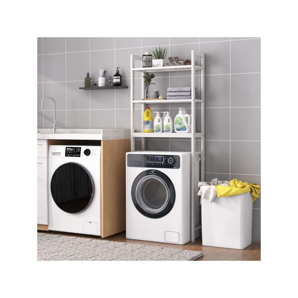 Boyel Living 25 in. W x 67 in. H x 10.5 in. D White Over The Toilet Storage with Open Shelves (2)