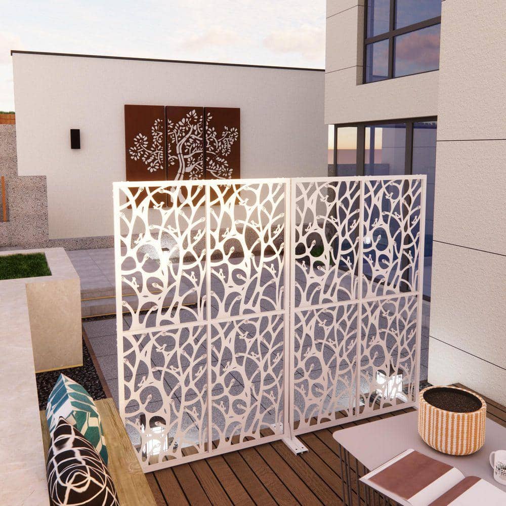 Unbranded White Bird Shape Metal Privacy Screen Free Standing Decor Privacy Screen 1-Pieces for Outdoor Indoor Balcony PatioGarden (3)