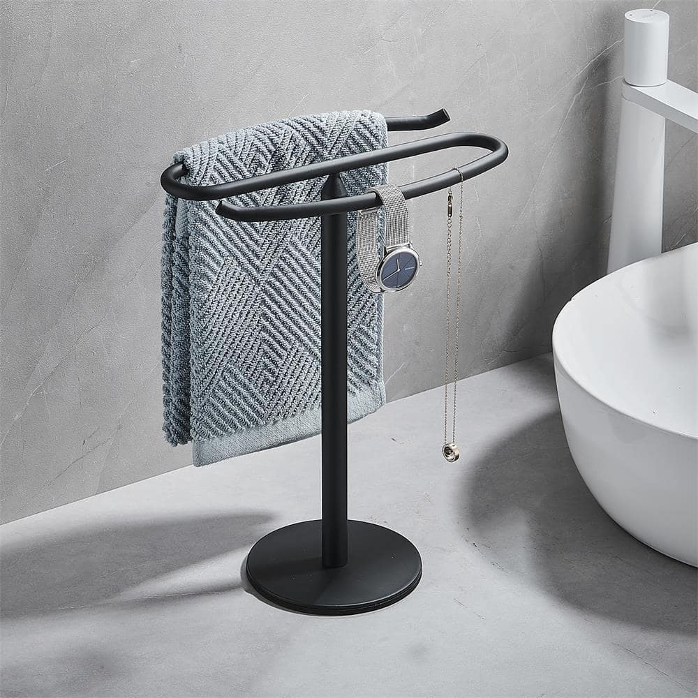 ACEHOOM Countertop S-Shape Towel Rack Holder in Matte Black (3)
