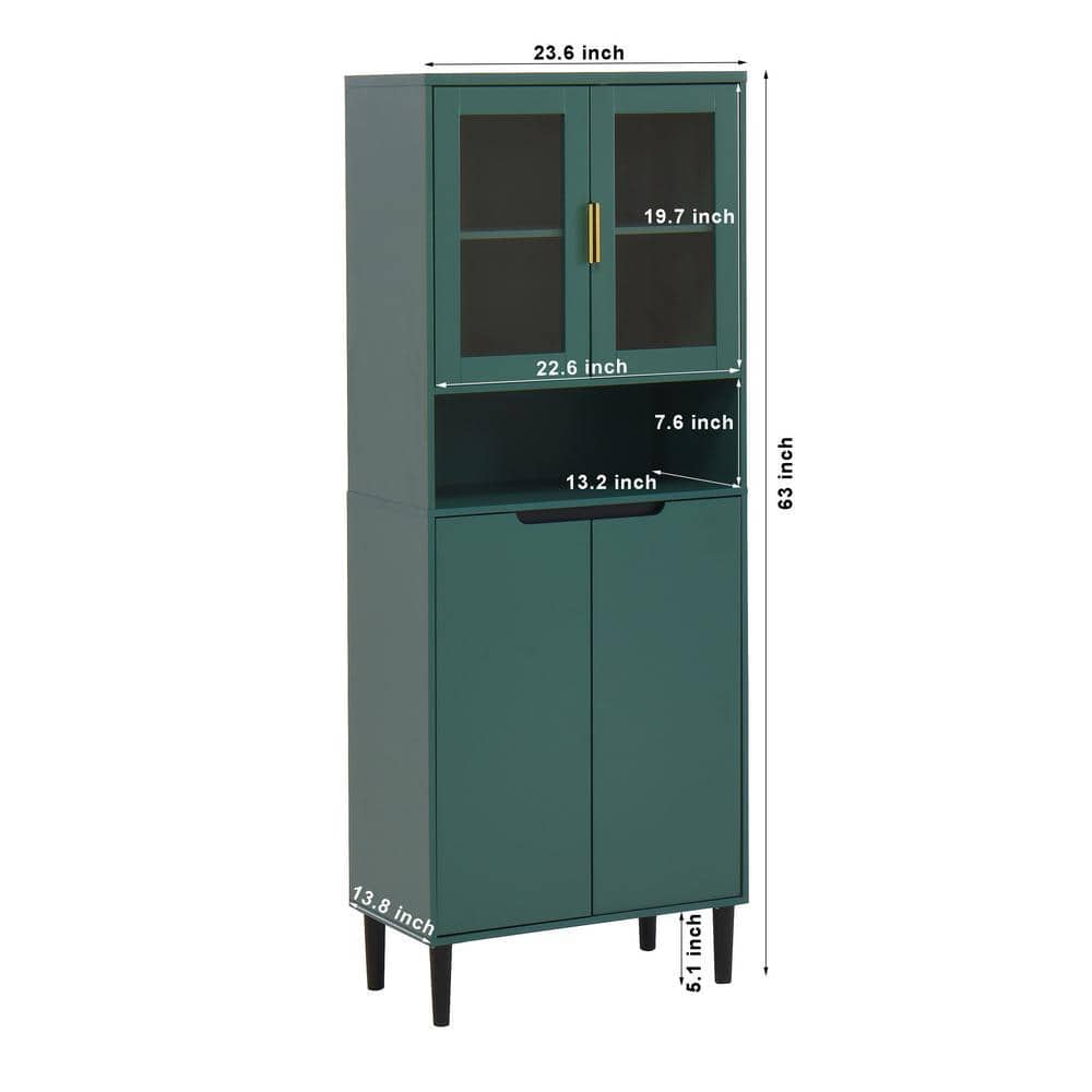 COWLOWN 23.62 in. W x 13.78 in. D x 63 in. H Bathroom Green Linen Cabinet (2)