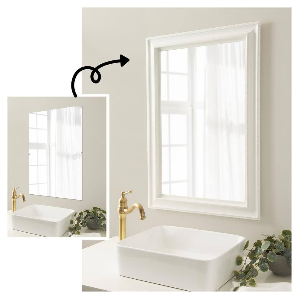 Amanti Art Mirror Makeover Parlor White 29.25 in. W x 21.25 in. H Bathroom Mirror Frame Border Kit-Fits a 28 x 20 mirror (2)