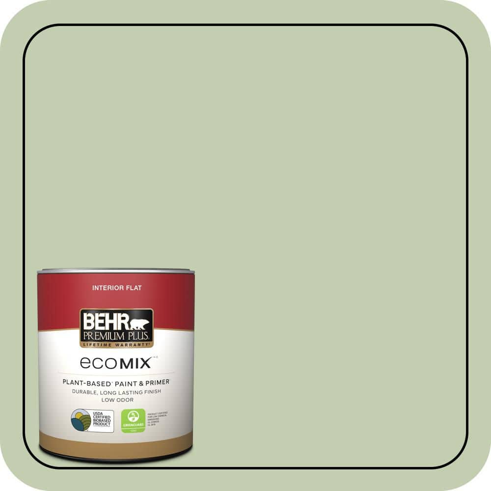 BEHR PREMIUM PLUS 1 qt. #M380-3 Growing Season Flat EcoMix Plant-Based Interior Paint & Primer (1)