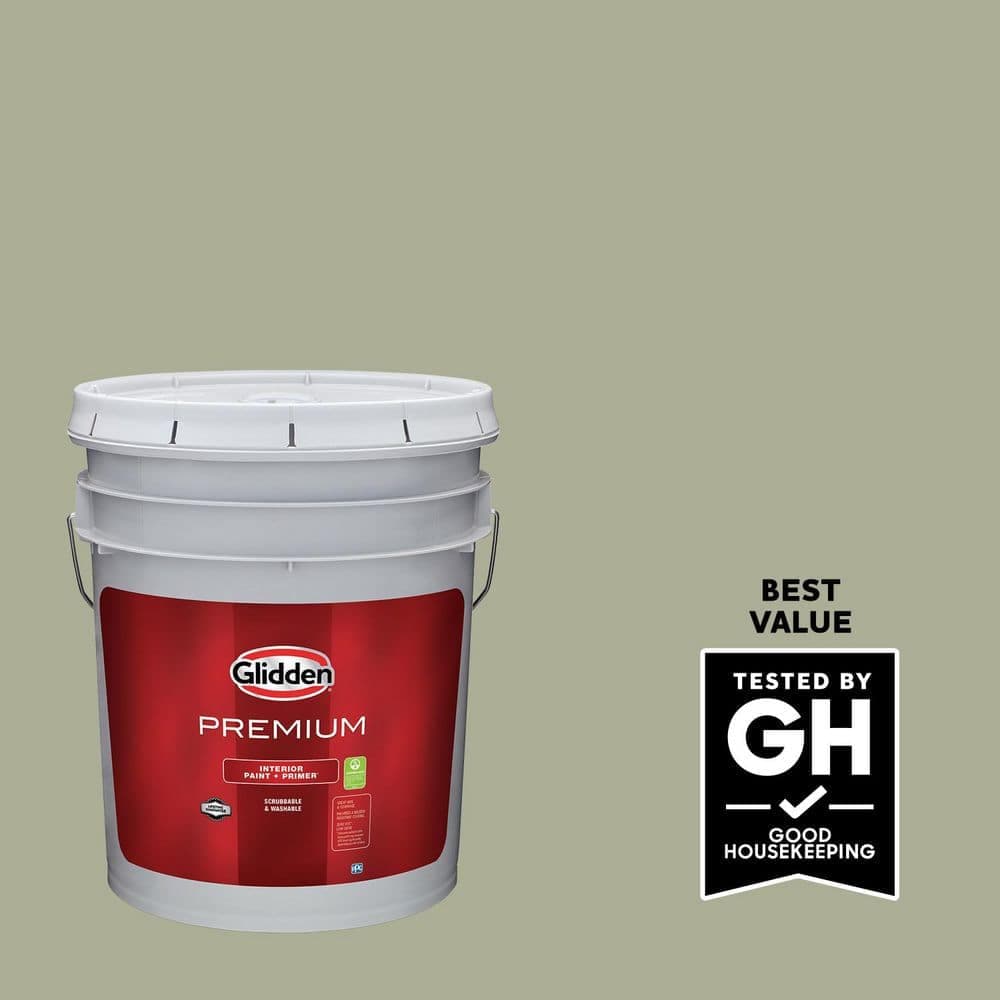 Glidden Premium 5 gal. PPG1125-4 Olive Sprig Satin Interior Paint