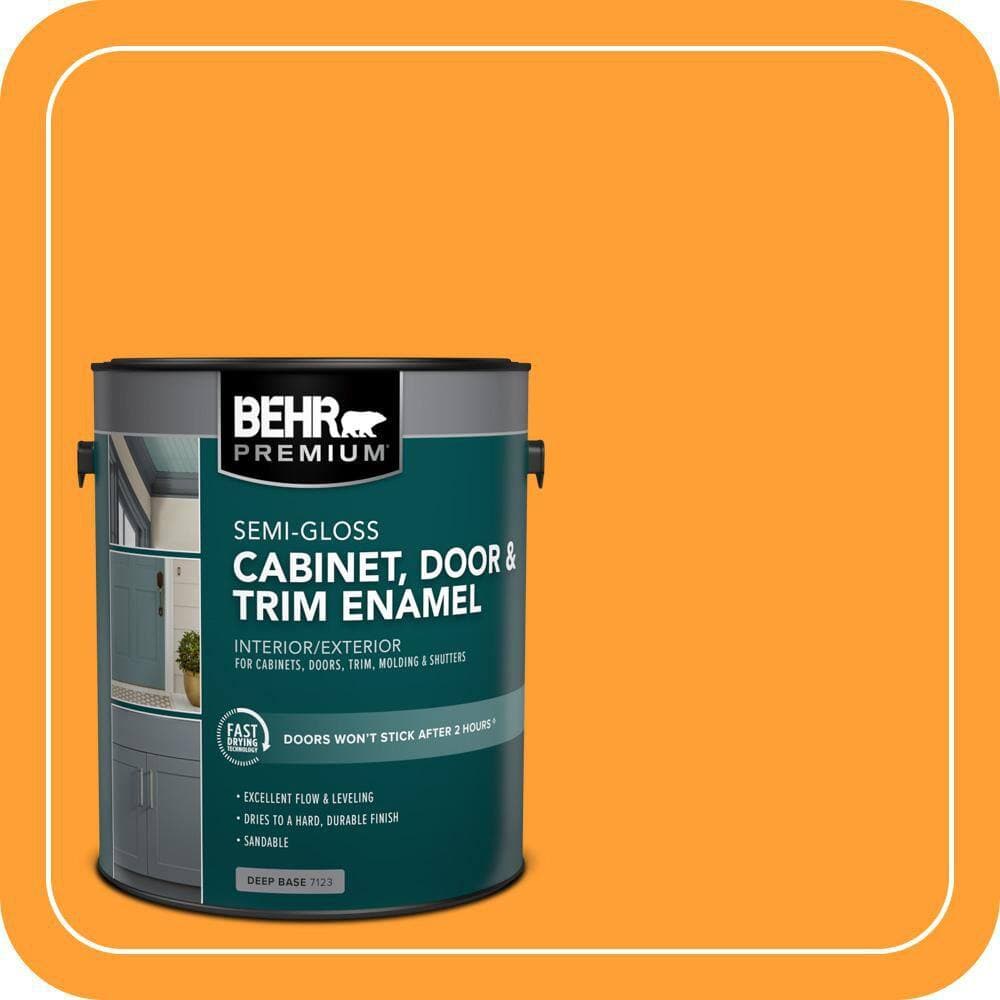 BEHR PREMIUM 1 gal. #P250-7 Blazing Bonfire Semi-Gloss Enamel Interior/Exterior Cabinet, Door & Trim Paint