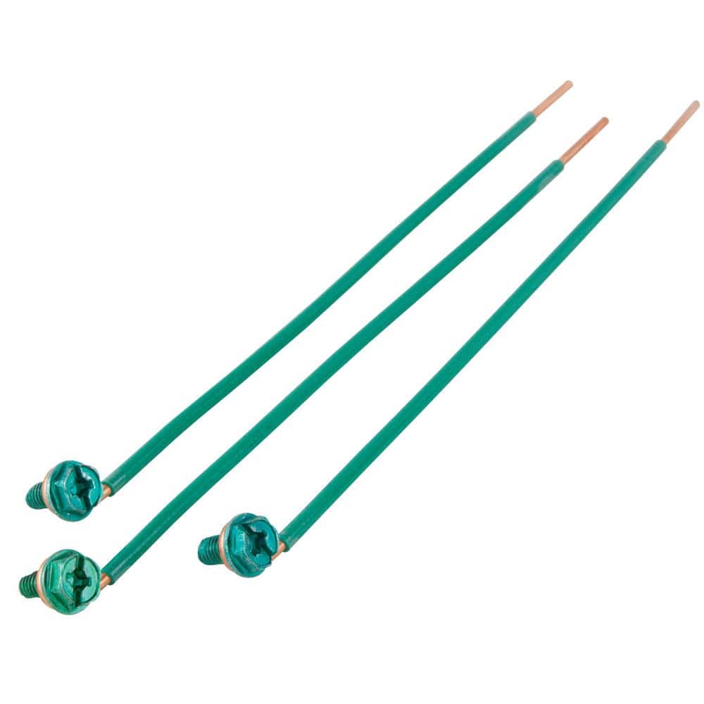 Commercial Electric 12 AWG Solid Grounding Pigtails with Screws, Green (5-Pack) (2)