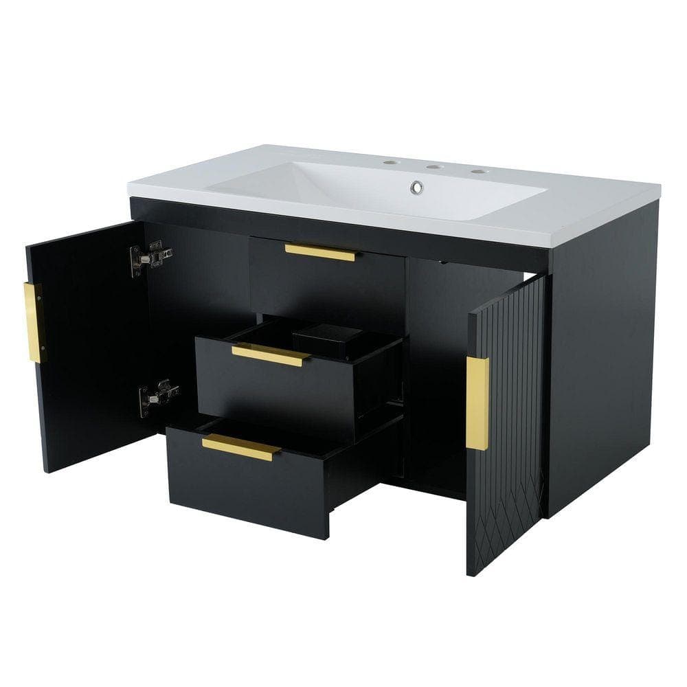 COWLOWN 36 in. W x 18 in. D x 20.3 in. H Bathroom Black Linen Cabinet (1)