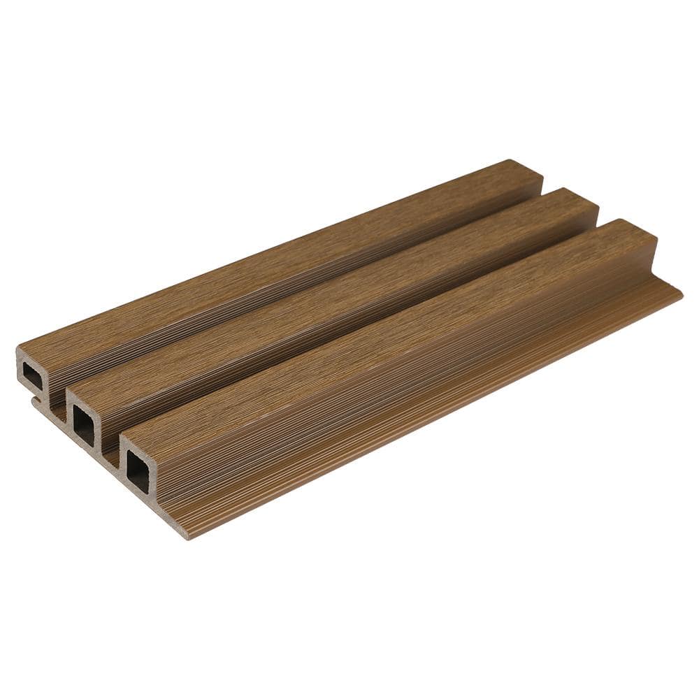 NewTechWood European Siding System 4.8 in. x 12 in. Composite Norwegian Board Siding Sample Board in Peruvian Teak