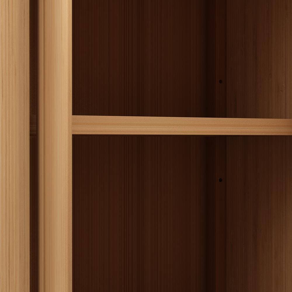 Tileon 24.56 in. W x 10.74 in. D x 32.08 in. H Natural Brown Bamboo Linen Cabinet Bath Storage Cabinet w/2-Doors and Open Shelf (3)