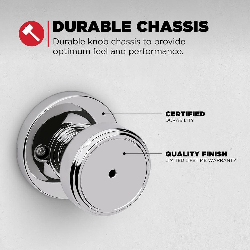 Kwikset Maven Polished Chrome Round Bed/Bath Door Knob (3)