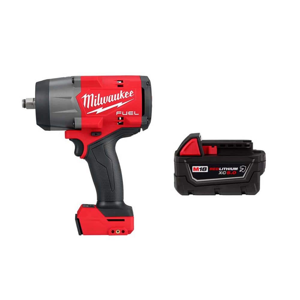 Milwaukee M18 FUEL 18V Lithium-Ion Brushless Cordless 1/2 in. Impact Wrench with Friction Ring w/XC Resistant 5.0 Ah Battery (1)