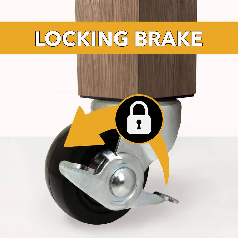 Everbilt 3 in. Black Soft Rubber and Steel Swivel Plate Caster with Locking Brake and 175 lb. Load Rating (4)