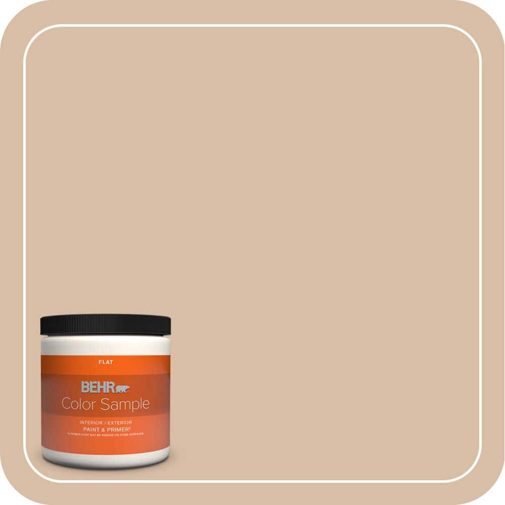 BEHR PREMIUM PLUS 8 oz. #PPH-15 Nut Flavor Flat Interior/Exterior Paint & Primer Color Sample