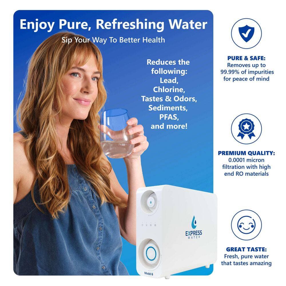Express Water Tankless Reverse Osmosis Water Filtration System, 600 GPD Water Filter System, Brushed Nickel Faucet, 2:1 Pure to Drain (3)