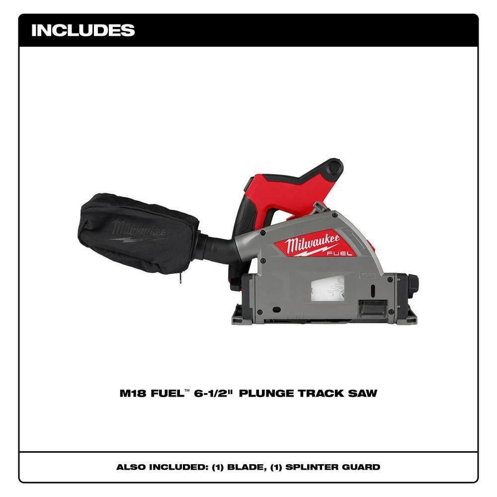 Milwaukee M18 FUEL 18V Lithium-Ion Cordless Brushless 6-1/2 in. Plunge Cut Track Saw w/Compact Router (2)
