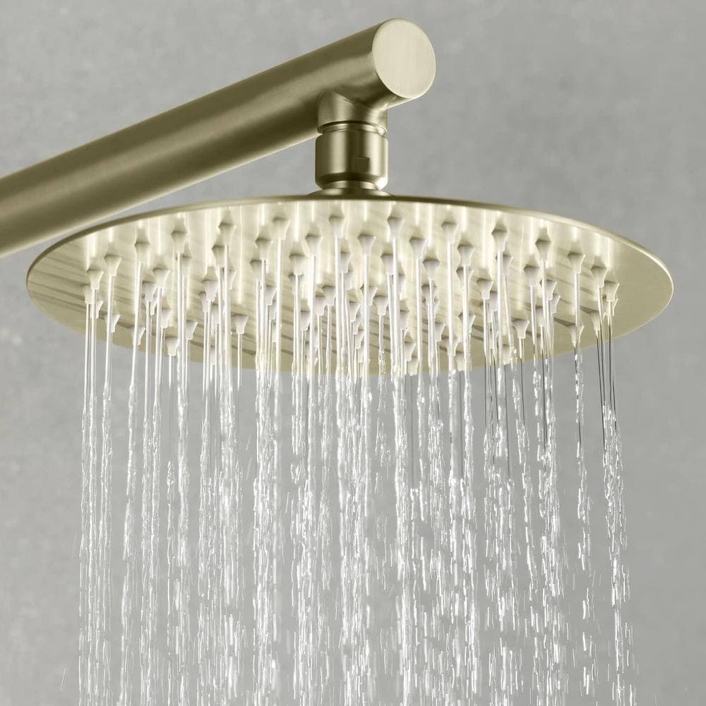 FLG Single-Handle 1-Spray Round Wall Mount Shower Faucet Kit with 8 in. Shower Head in Brushed Gold (Valve Included) (2)