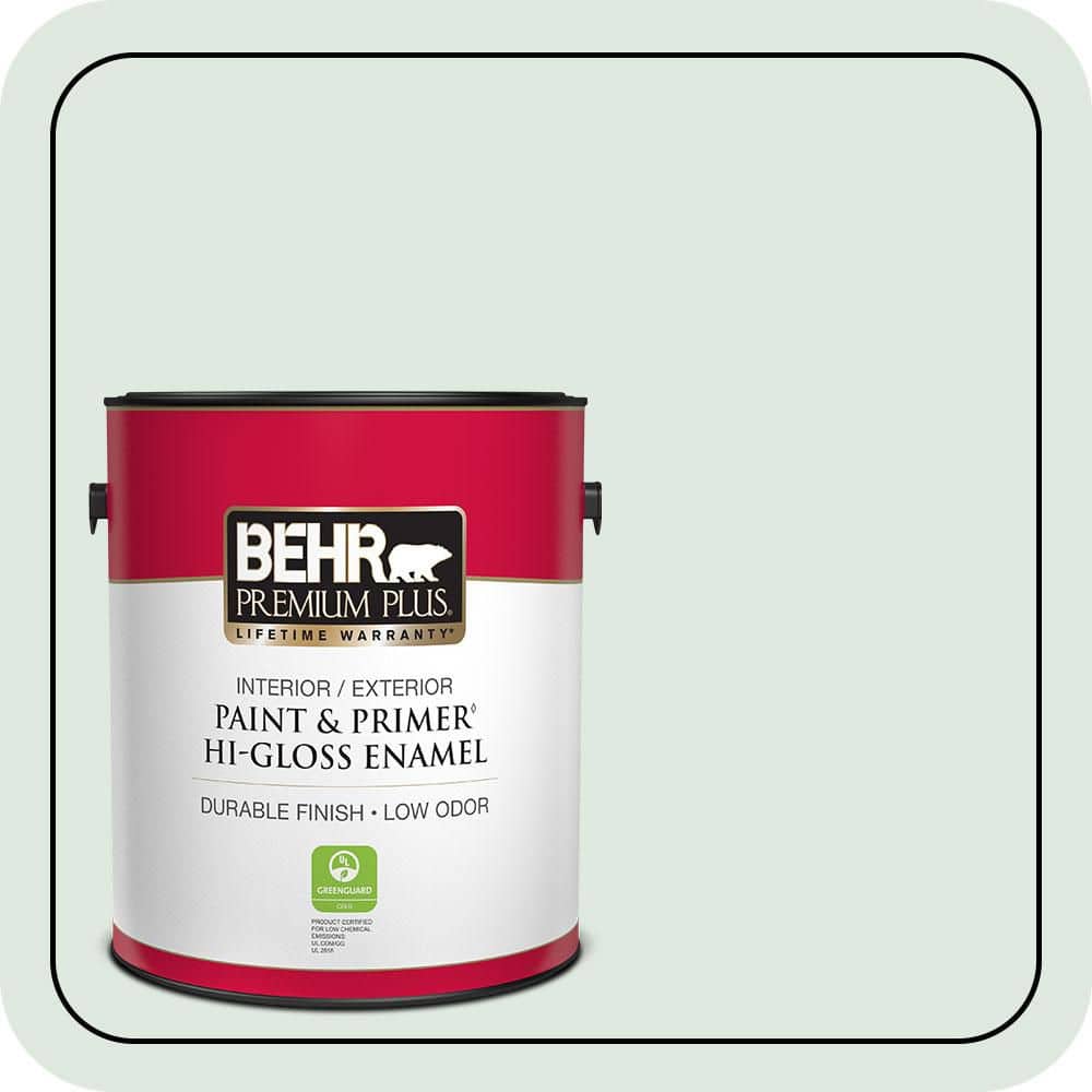 BEHR PREMIUM PLUS 1 gal. #460E-1 Meadow Light Hi-Gloss Enamel Interior/Exterior Paint & Primer (1)