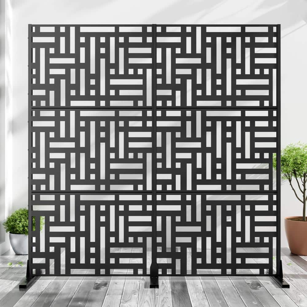 Dovelina 72 in. H x 72 in. W Wall Sculptures Outdoor Privacy Screens Garden Fence in Black (1)
